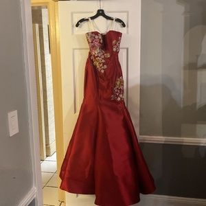 Jovani Red mermaid strapless evening gown size 0 and 12